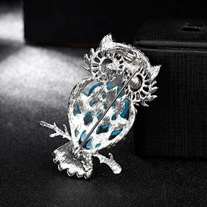 Wholesale Fantasy Owl Fashion Brooches Crystal Safety Pin Brooch