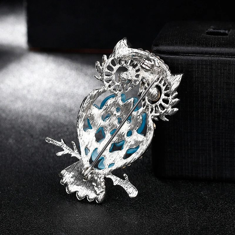 Wholesale Fantasy Owl Fashion Brooches Crystal Safety Pin Brooch