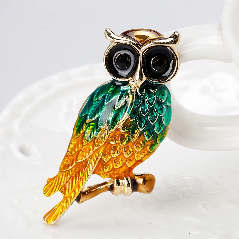 Popular Animal Owl Safety Pin Brooch Fashion Cartoon Retro Lady Brooches