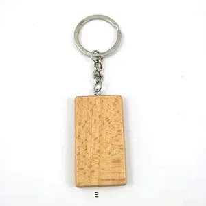 8 Shapes Custom Logo Wood Keychain Blanks Wooden Key+Chains