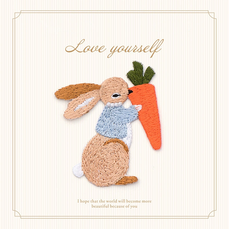 Three Styles Rabbit Patch Clothes Iron on Embroidery Patch Custom