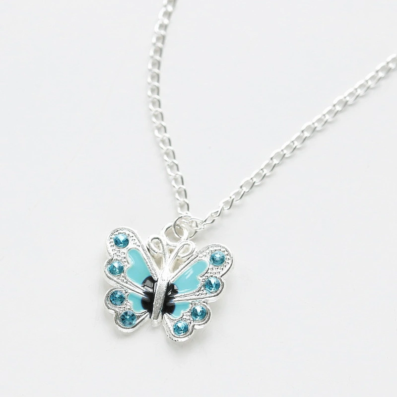 Hot Sale Zinc Alloy Necklaces Rhinestone Butterfly Pendant  Necklace