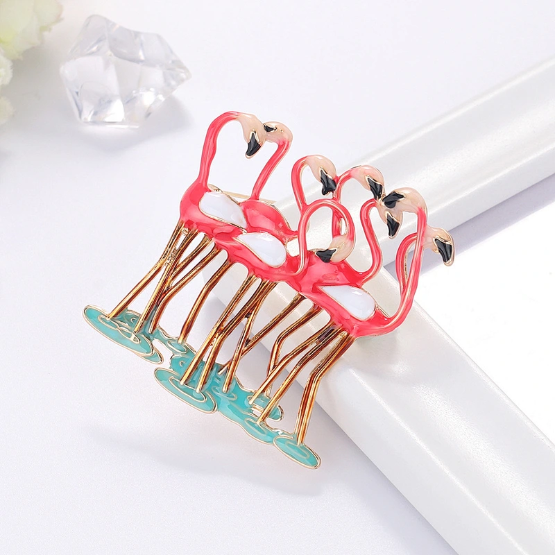 Ins Style Korean Hot-selling Fashion 3D Brooch Flamingo Animal Brooches Women