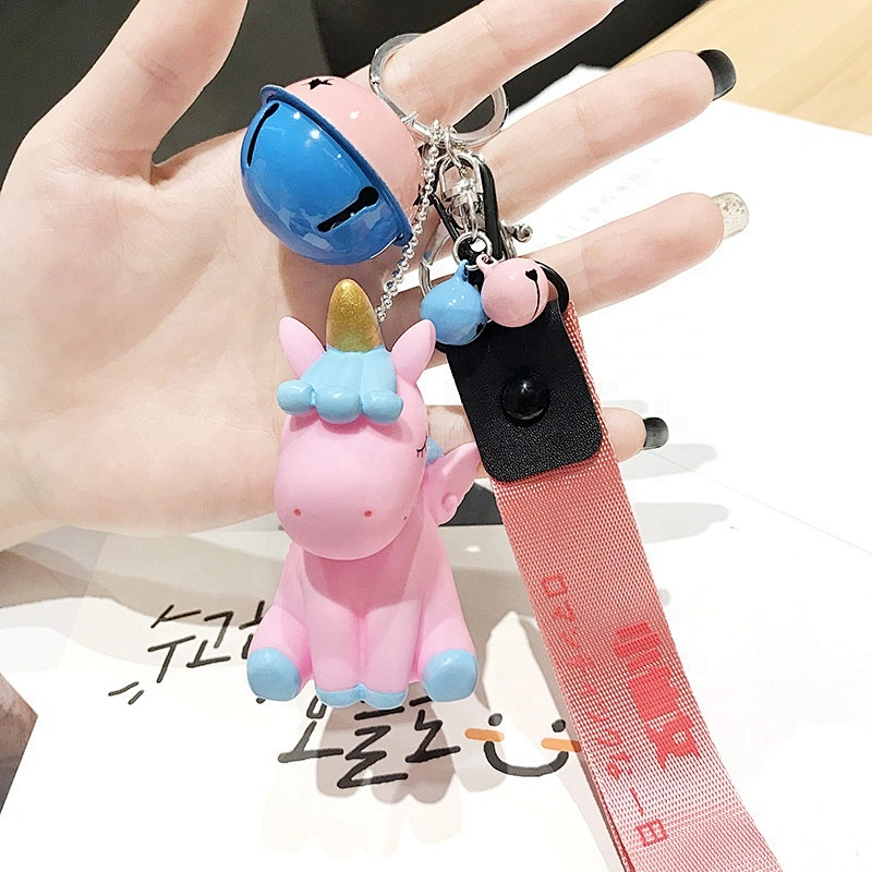 Unicorn Bell Keychains Student Bag/Key/Car Decoration Pendant Woven Leather Keyring
