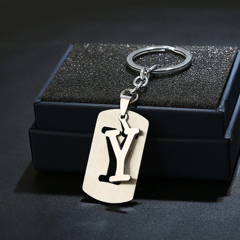 Hot Sale Stainless Steel Keychains 26 Letter Keychain Pendant
