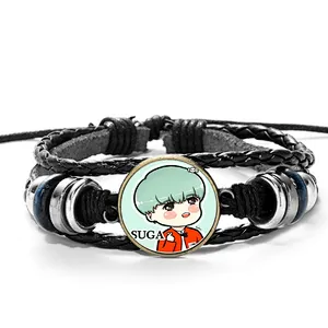Factory custom BTS BT21 kpop knit beading Bracelet