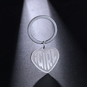 Heart Shape iGirl Stainless Steel Metal Keychain Pendant