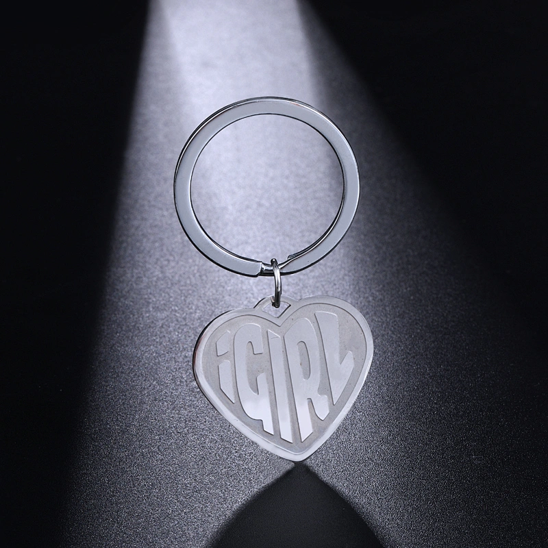 Heart Shape iGirl Stainless Steel Metal Keychain Pendant