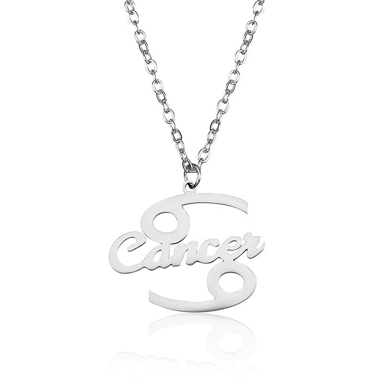 New Twelve Constellation Necklace Fashion Stainless Steel 12 Zodiac Sign Men Women  Necklace