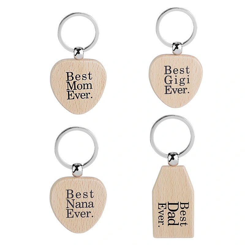 Custom Print Wood Keychain Best Dad/Nana/GIgi/Mom Ever Wooden Keyring Keychain Souvenir