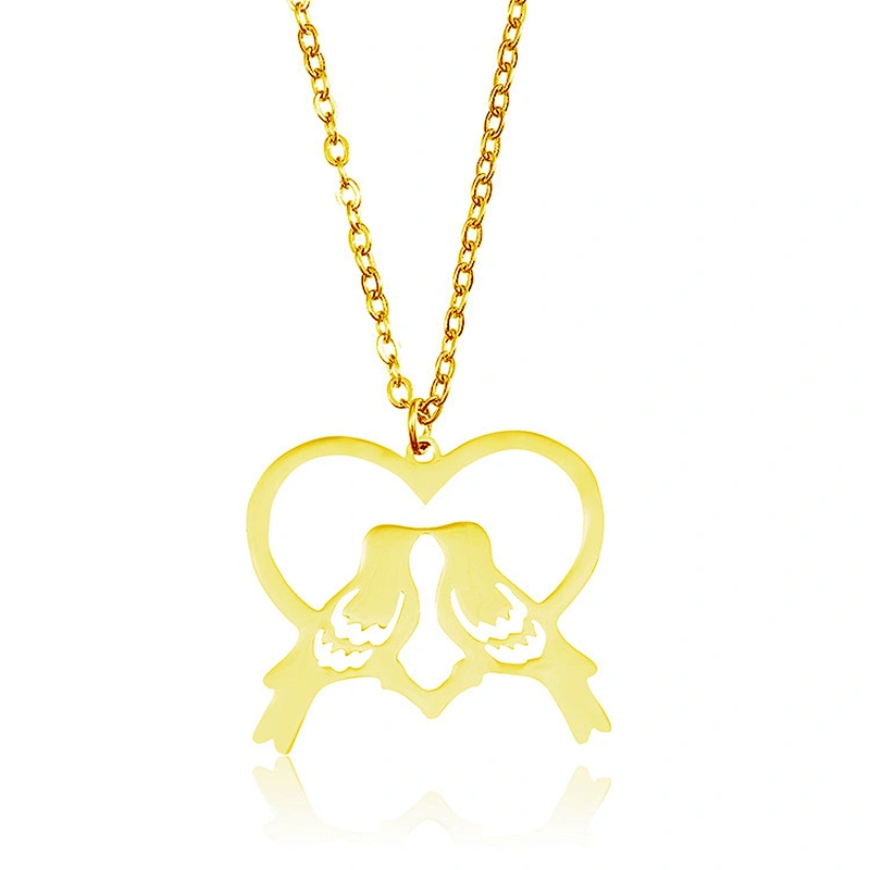 Stainless Steel Heart Necklace Couple Valentine Gift Silver Gold Necklace Pendant
