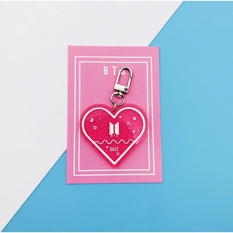 Custom Heart Shaped printed logo acrylic keychain