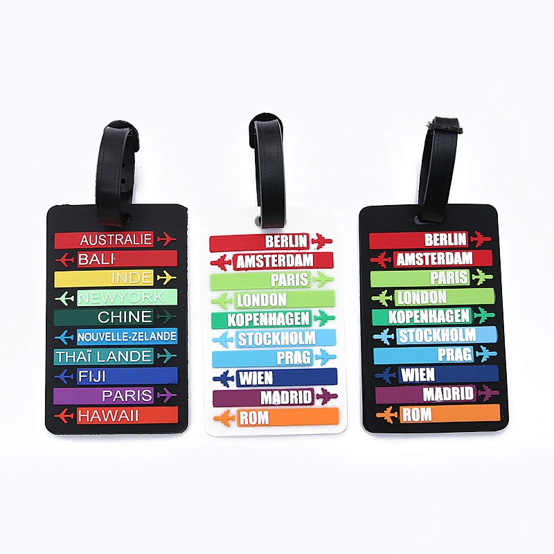 Colorful Soft PVC Luggage Tag Wear-resistant Anti-lost Personalized Luggage Tags Custom