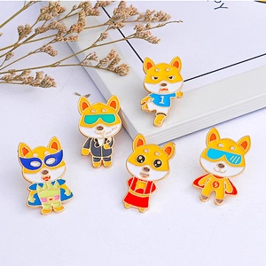 Cute Fox Brooch Cartoon Alloy Metal Lapel Pin Custom Enamel Pins with Backing