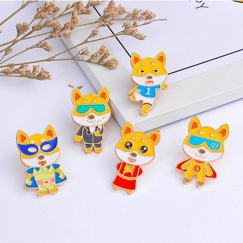 Cute Fox Brooch Cartoon Alloy Metal Lapel Pin Custom Enamel Pins with Backing