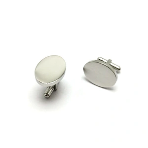 Oval Stainless Steel Blank Cufflinks Set High Quality Custom Logo