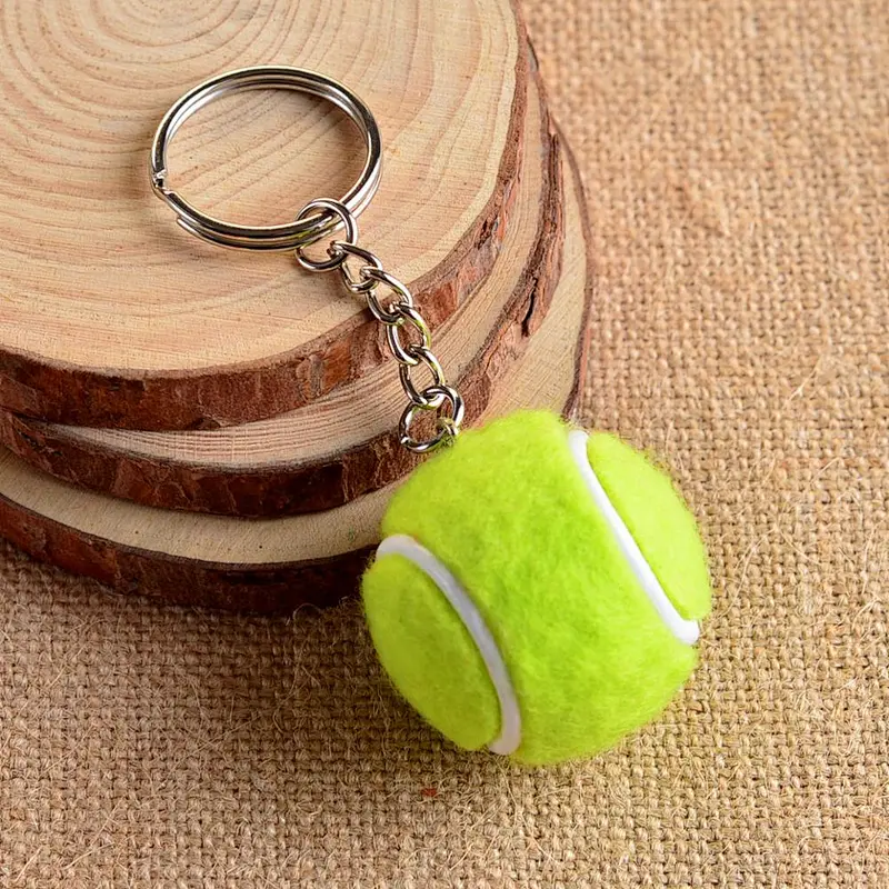Stuffed plush material tennis ball sports keychain