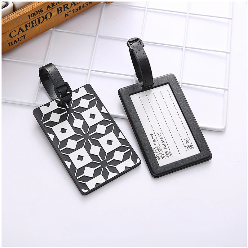 New Stripe Lattice Geometric Pattern Soft PVC Wholesale Luggage Tag
