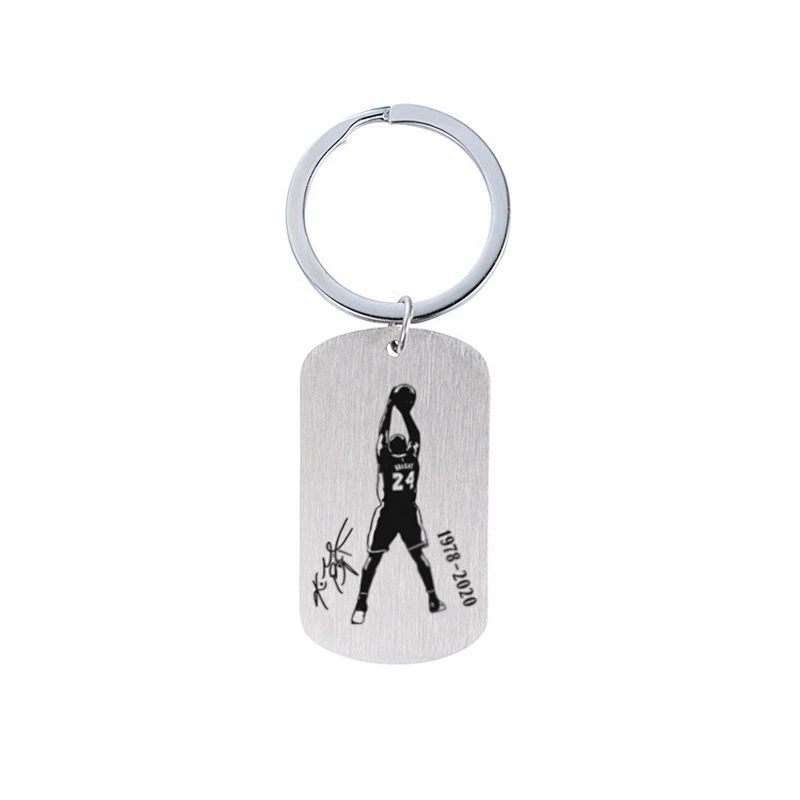 Basketball Star Key Ring Black Mamba Memorial Stainless Steel Metal Tag Keychain
