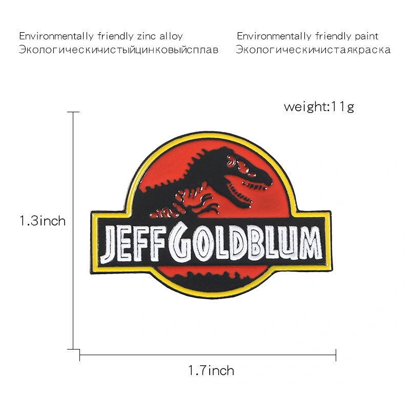 Jeff Goldblum Lapel Pin Custom Dinosaur Soft Enamel Pin for Hat or Bag