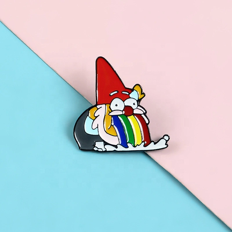 Cartoon children rainbow dwarf old man soft enamel badge lapel pin