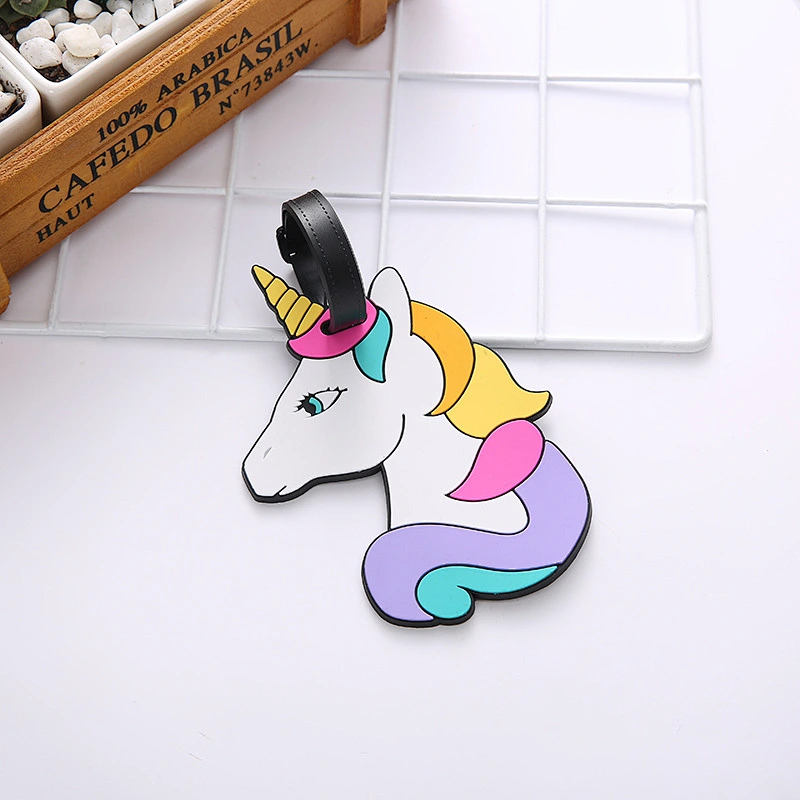 Cute Cartoon Soft PVC Luggage Tags Unicorn Shark Aircraft Luggage Tag Silicone Wholesale