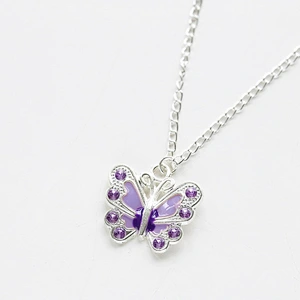 Hot Sale Zinc Alloy Necklaces Rhinestone Butterfly Pendant  Necklace