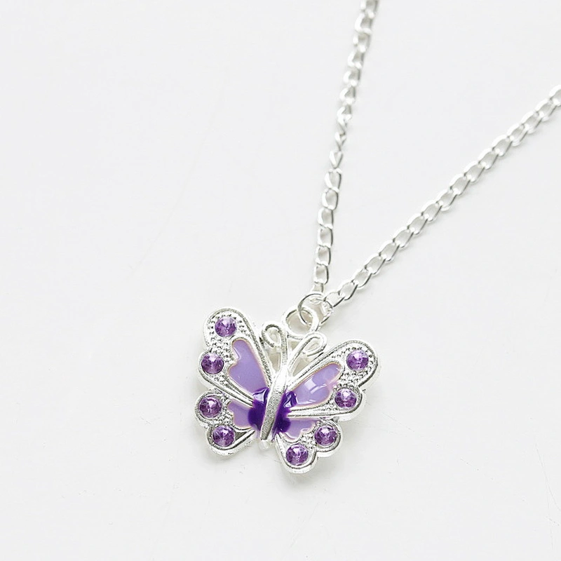 Hot Sale Zinc Alloy Necklaces Rhinestone Butterfly Pendant  Necklace