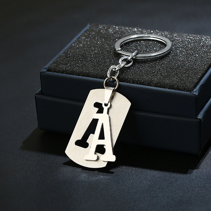 Hot Sale Stainless Steel Keychains 26 Letter Keychain Pendant