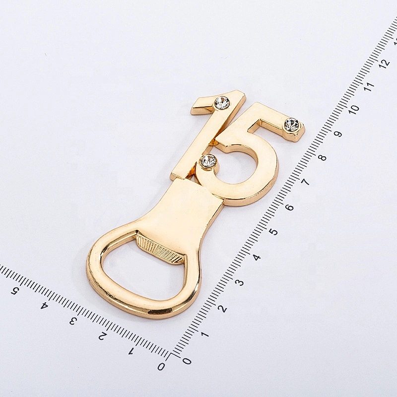 15 years anniversary wedding gifts gold diamond metal bottle opener
