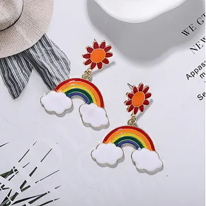 Hot sale ready stock enamel Rainbow earring stud