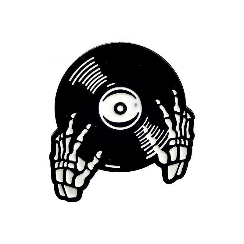 CD phonograph vinyl ghost finger badge lapel pins