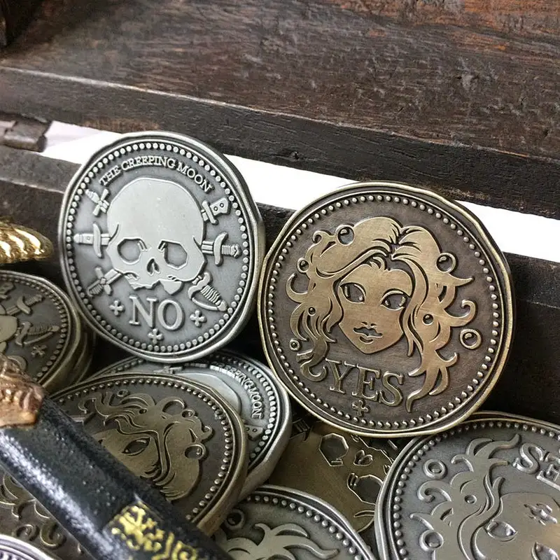 No Minimum Cheap Metal Gold Silver Custom Commemorative Challenge Souvenir Pirate Coin