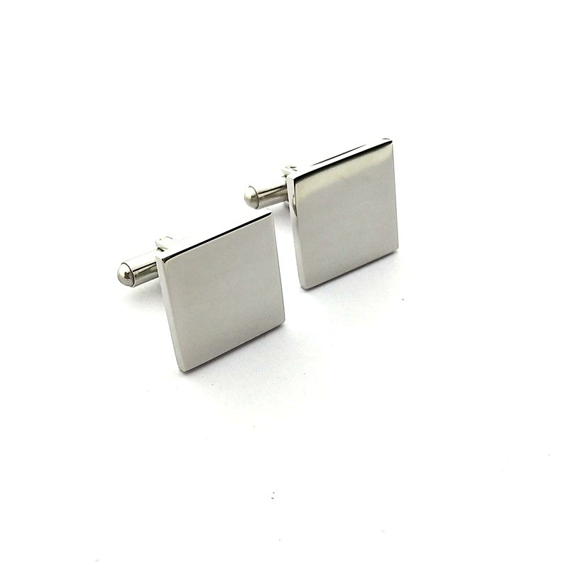High Quality Men Cufflinks Glossy Round Rectangular Stainless Steel Cufflinks