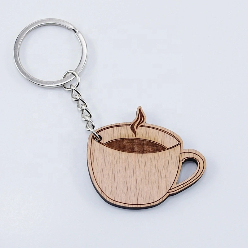maple leaf keyring wooden keychain