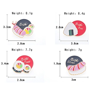 Cute Cartoon Sushi Brooch Badge Food Soft Enamel Lapel Pin Custom