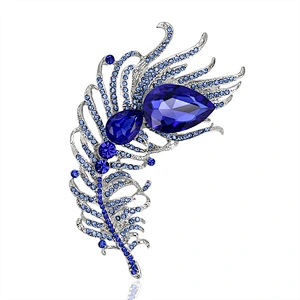 Europe and the United States Crystal Trendy Peacock Feather Rhinestone Brooch Coat Accessories