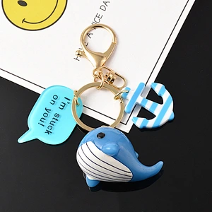 Cartoon Little Whale Couple Key Chain Girl Bag Pendant Acrylic Keychain