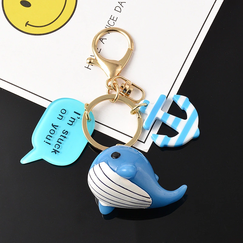 Cartoon Little Whale Couple Key Chain Girl Bag Pendant Acrylic Keychain