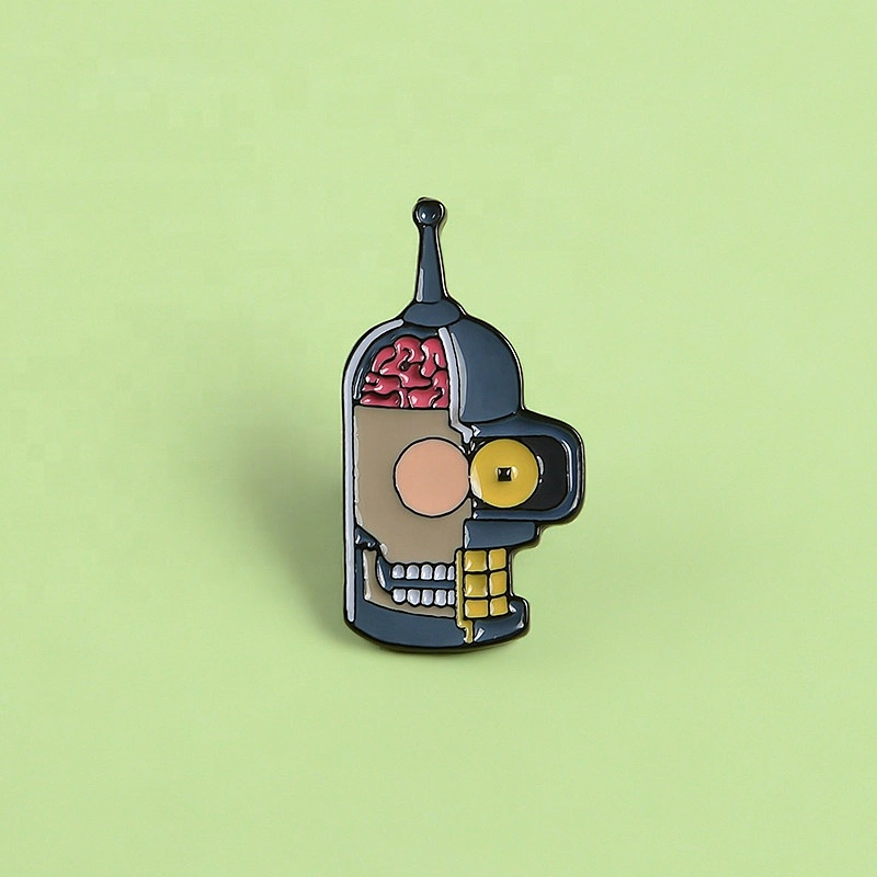 Cartoon robot head mask badge funny lapel pins