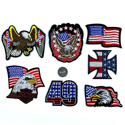 Custom logo USA flag eagle embroidery patch