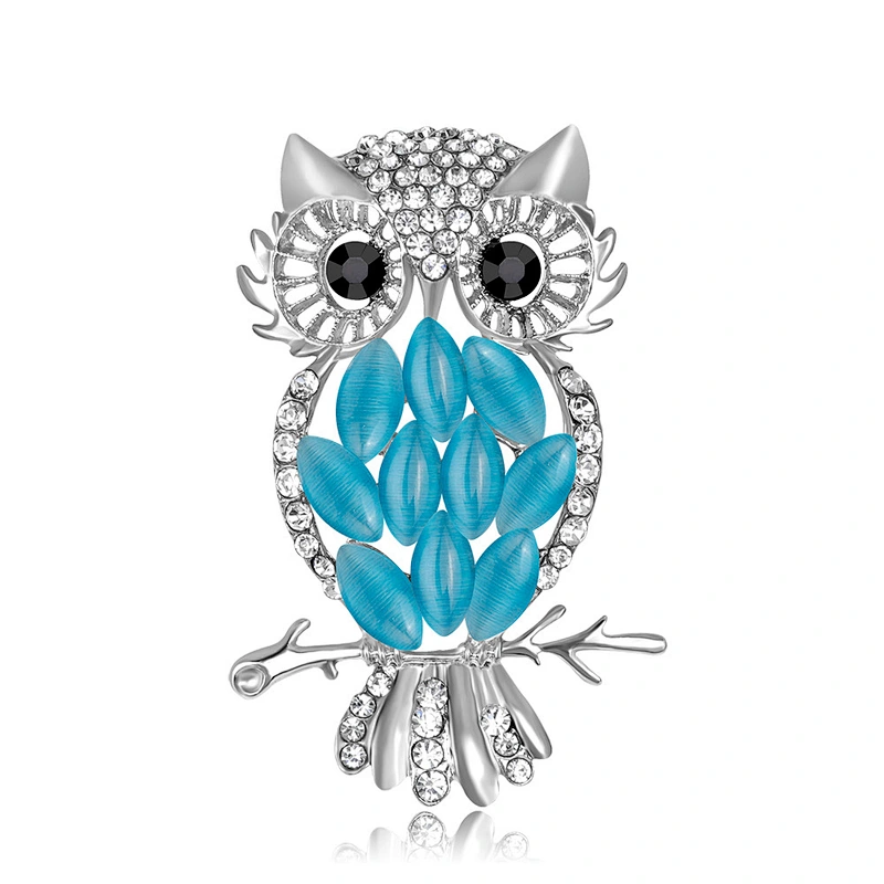 Wholesale Fantasy Owl Fashion Brooches Crystal Safety Pin Brooch