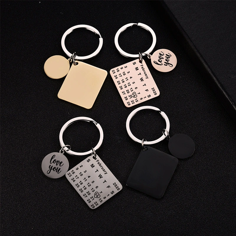 Stainless Steel Valentine's Day Birthday Anniversary Custom Gifts Metal Calendar Keychain
