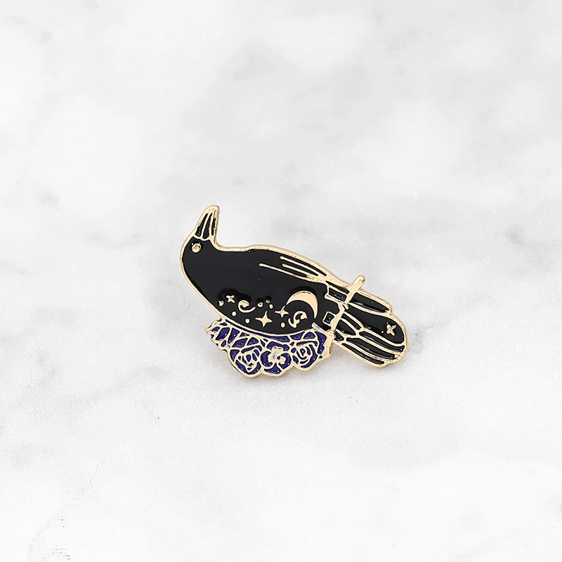 Cute Lapel Pin Bird Black Bird Pin Enamel
