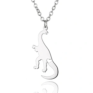 Cute Dinosaur with Heart Love Animal Stainless Steel Gold Plated Necklace Men Pendant