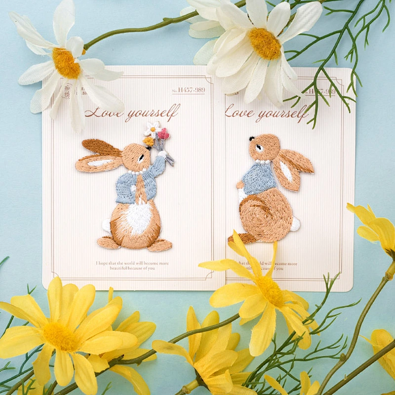 Three Styles Rabbit Patch Clothes Iron on Embroidery Patch Custom