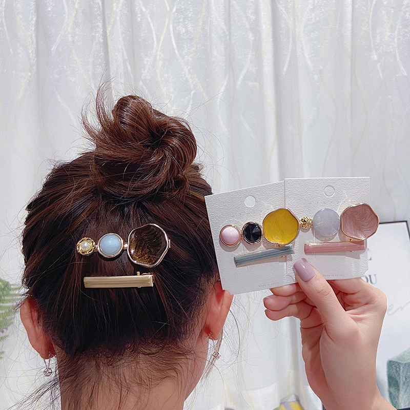 Korean Girls Hair Clips Geometric Marble Pattern Hair Clip Accessories Wholesale