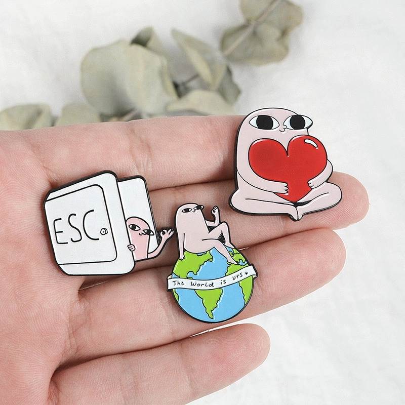 wholesale cartoon little pink monster coffee pins cup bottle avocado lapel pins