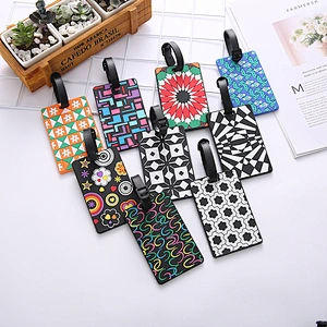 New Stripe Lattice Geometric Pattern Soft PVC Wholesale Luggage Tag