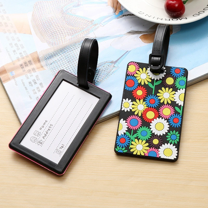 Fashion Colorful Geometric Pattern Luggage Tags Soft PVC Wholesale Customized Luggage Tag